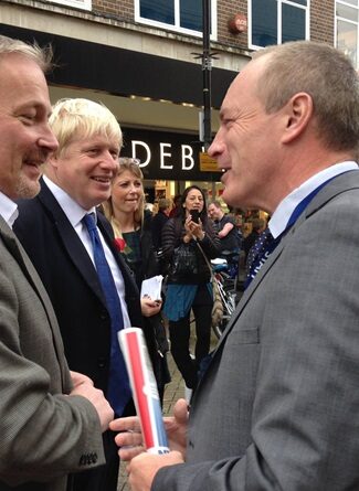 Ian Pryce CBE with Bedford MP and Boris Johnson
