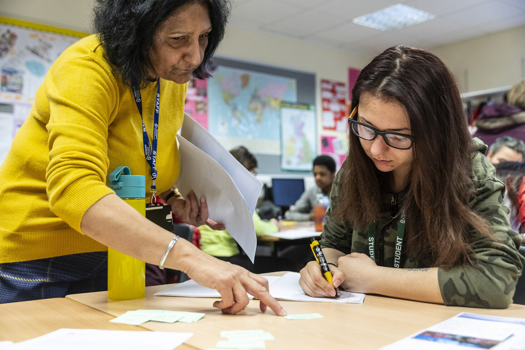 ESOL student and tutor in class Tresham College